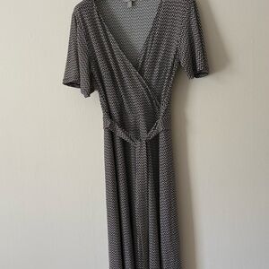 H&M Black and White Midi wrap Dress